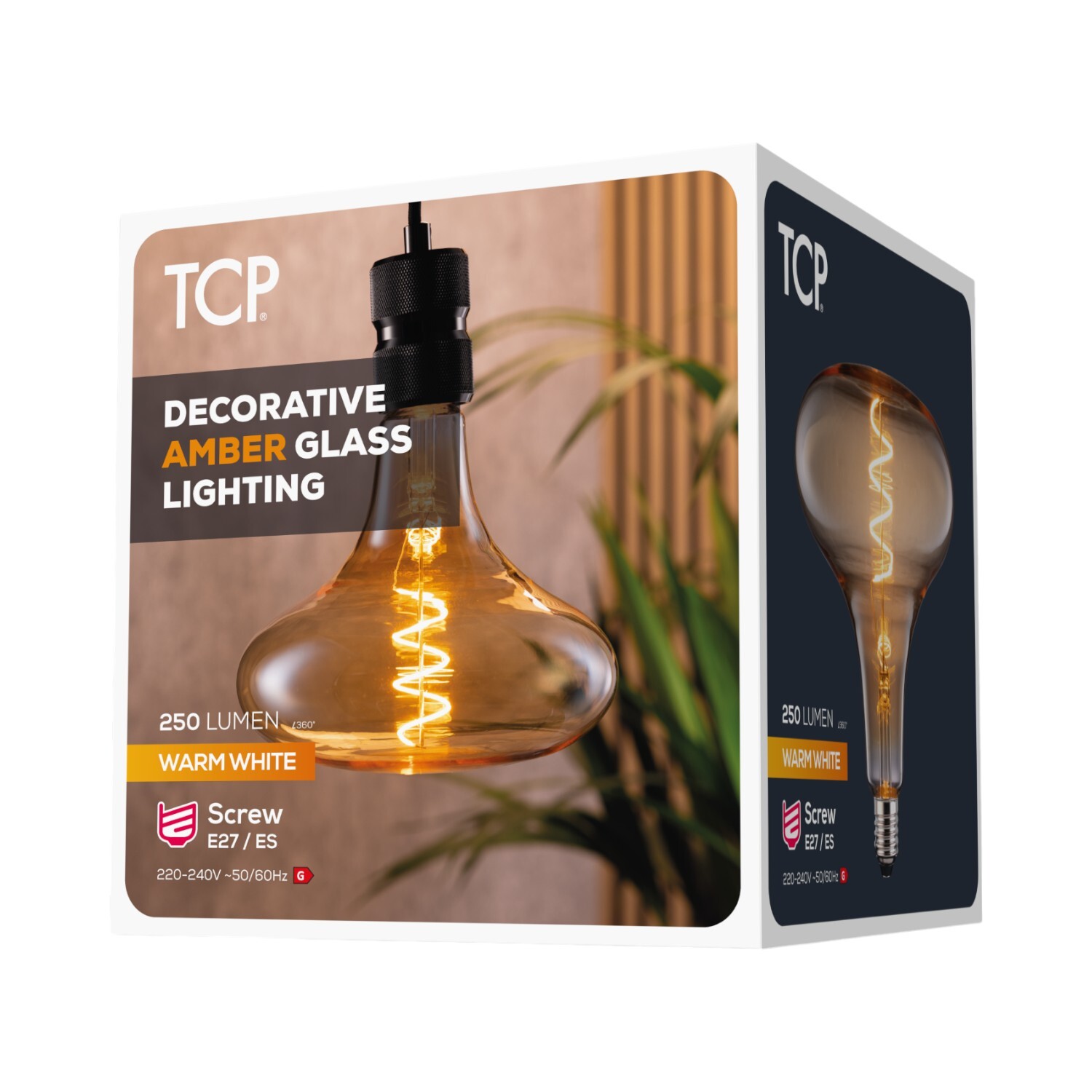TCP Short Horn Decorative Filament 250L E27 Bulb Warm White Image 3
