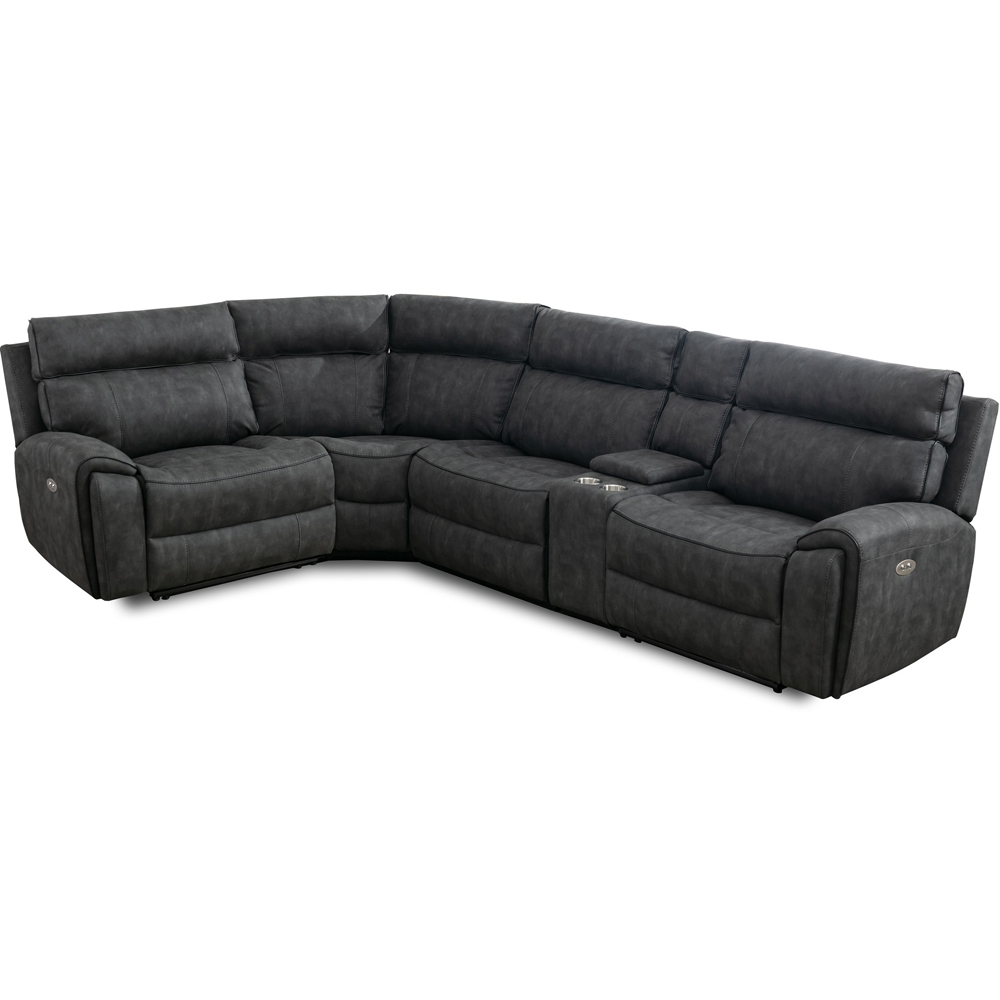Furniture One 4 Seater Dark Grey Power Corner Recliner Sofa Set with Cup Holders Image 2