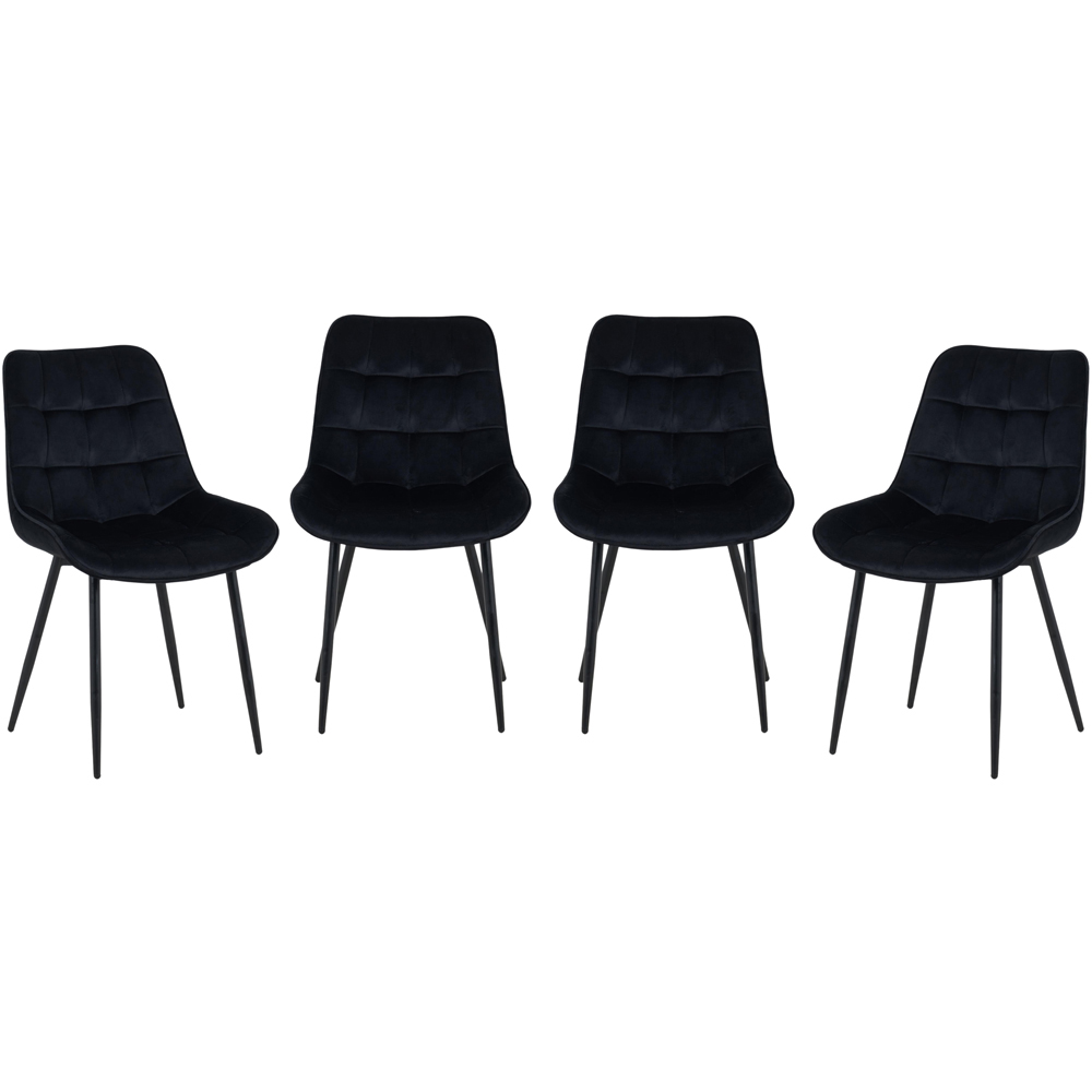 Indoor Living Erica 4 Seater Velvet Marble Top Dining Set Black Image 3