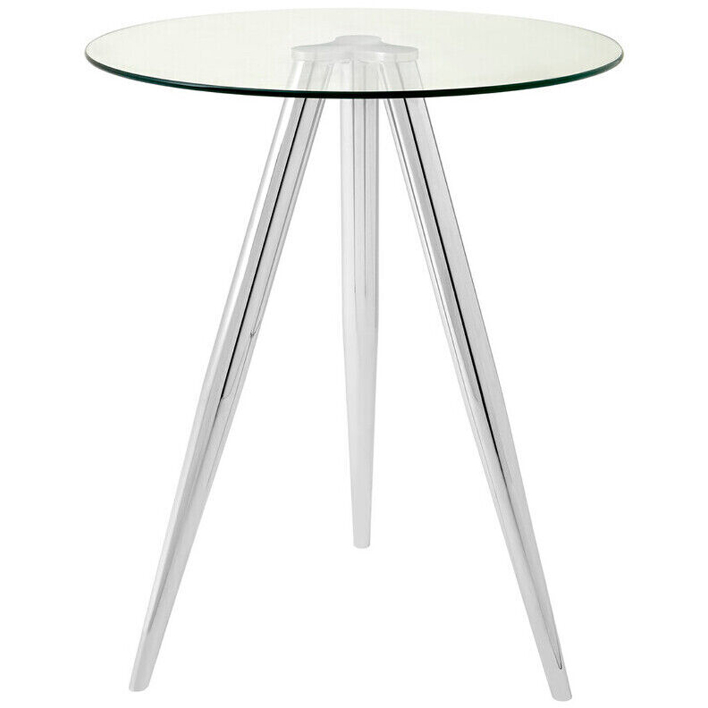 Premier Housewares Barton Glass Circular Bar Table with Chrome Tripod Base Image 2