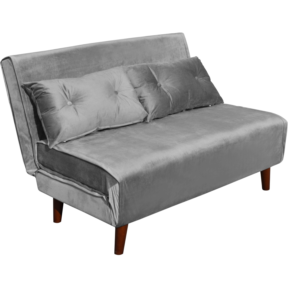 Portland 2 Seater Grey Velvet Sofa Bed Image 2