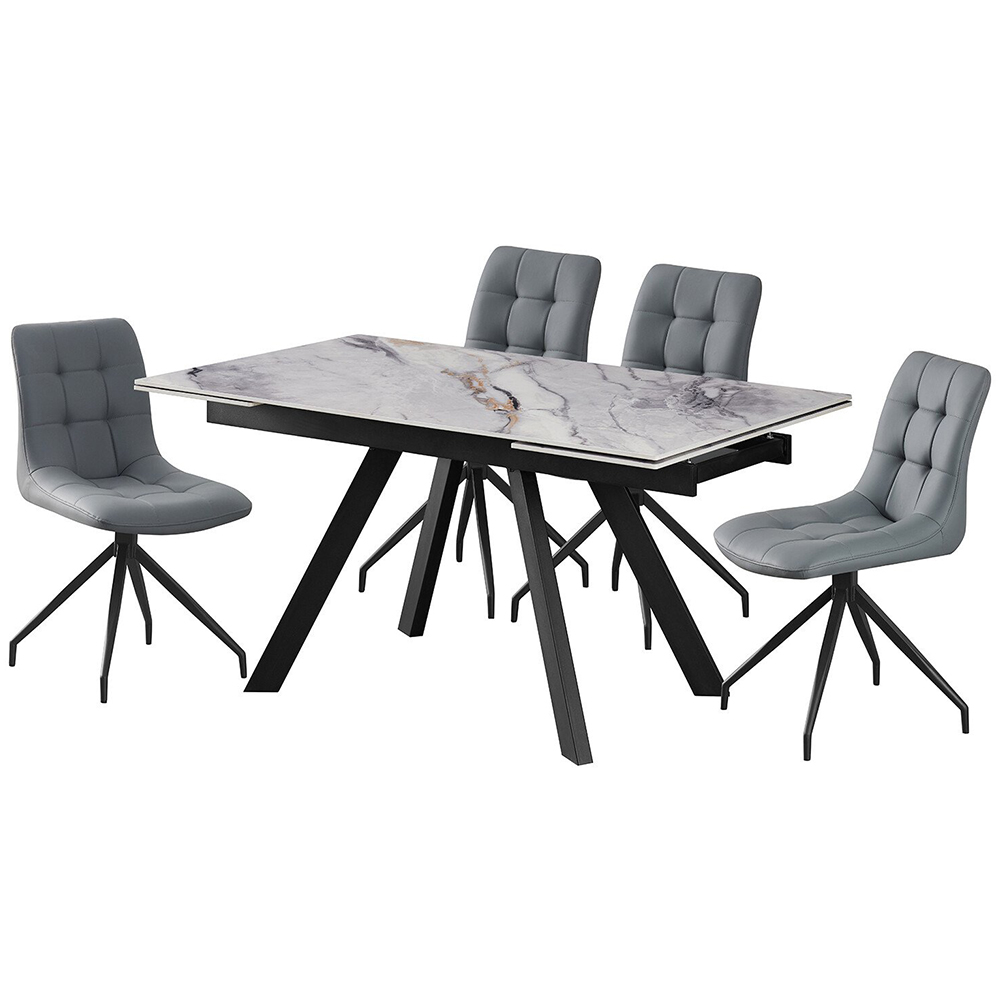 Elora Marble Dining Table - Grey and Black Image 2
