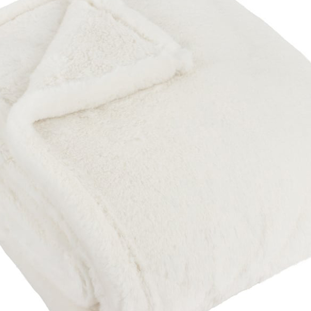 furn. Kallu Ecru Double-Sided Faux-Fur Throw 150 x 200cm Image 3