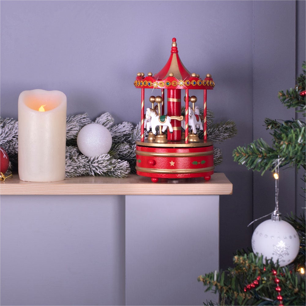 St Helens Red Xmas Carousel Music Box Image 4