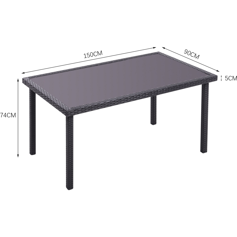 Living and Home 6 Seater Rectangle Rattan Table Black Image 6