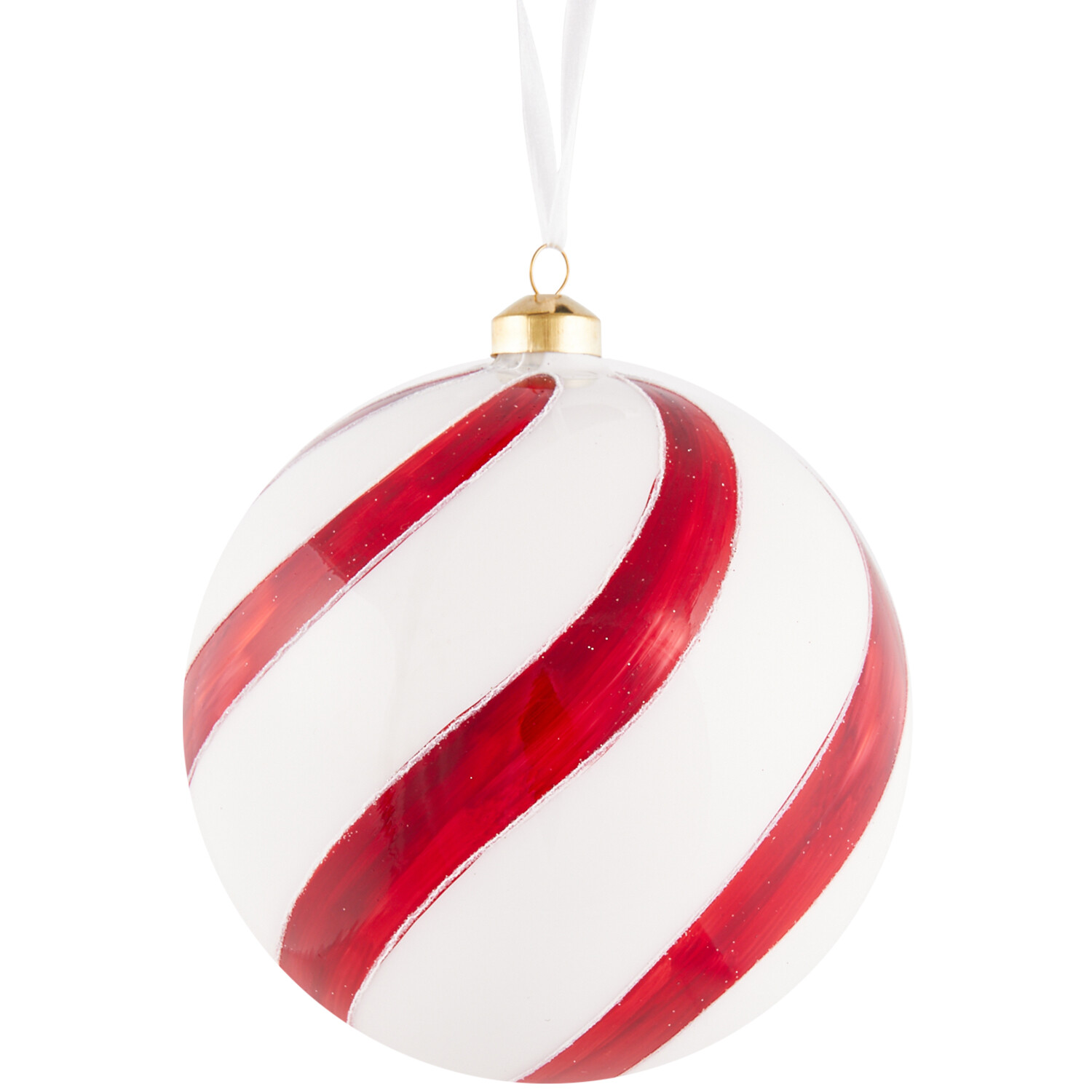 Candy Cane Swirl Bauble 15cm - Red and White Image
