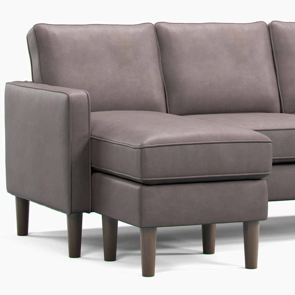 Bexhill 3 Seater Grey Faux Leather Reversible L Shaped Corner Sofa Image 6