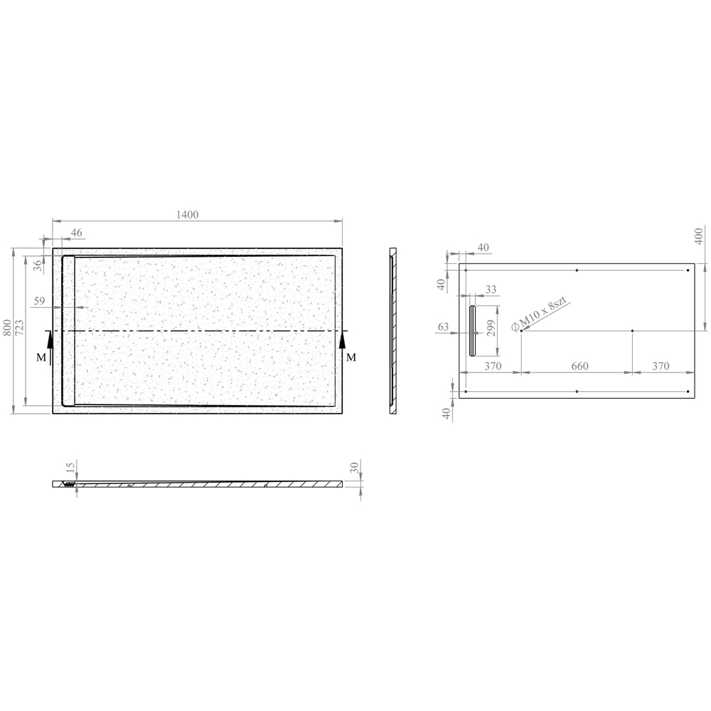 Bathstore 30mm White Slate Rectangular Shower Tray with Waste 1400 x 800mm Image 5