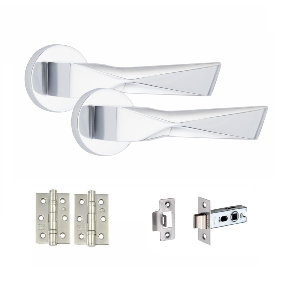 Golden Grace Modern Aura Polished Chrome Door Handles Set 6 Pack Image 2