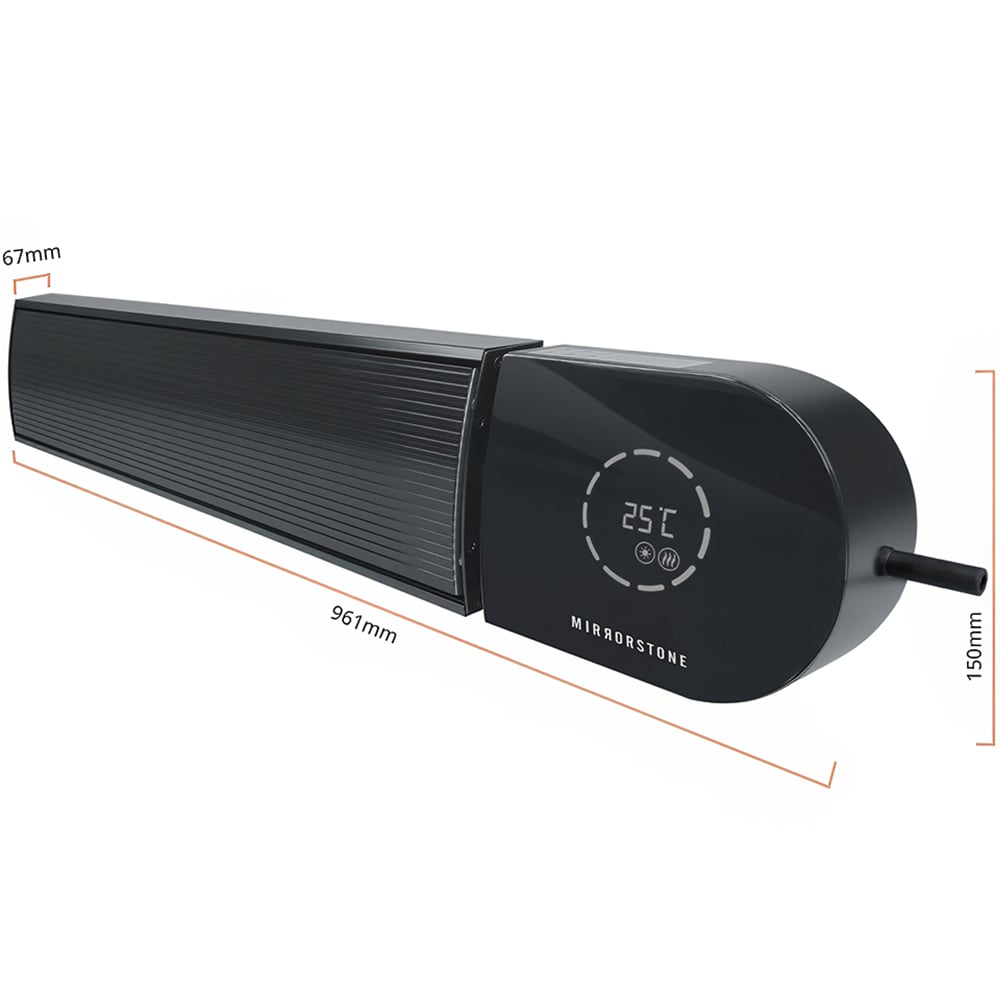 Mirrorstone Ionis Black WiFi Remote Controllable Infrared Bar Heater 1200W Image 9