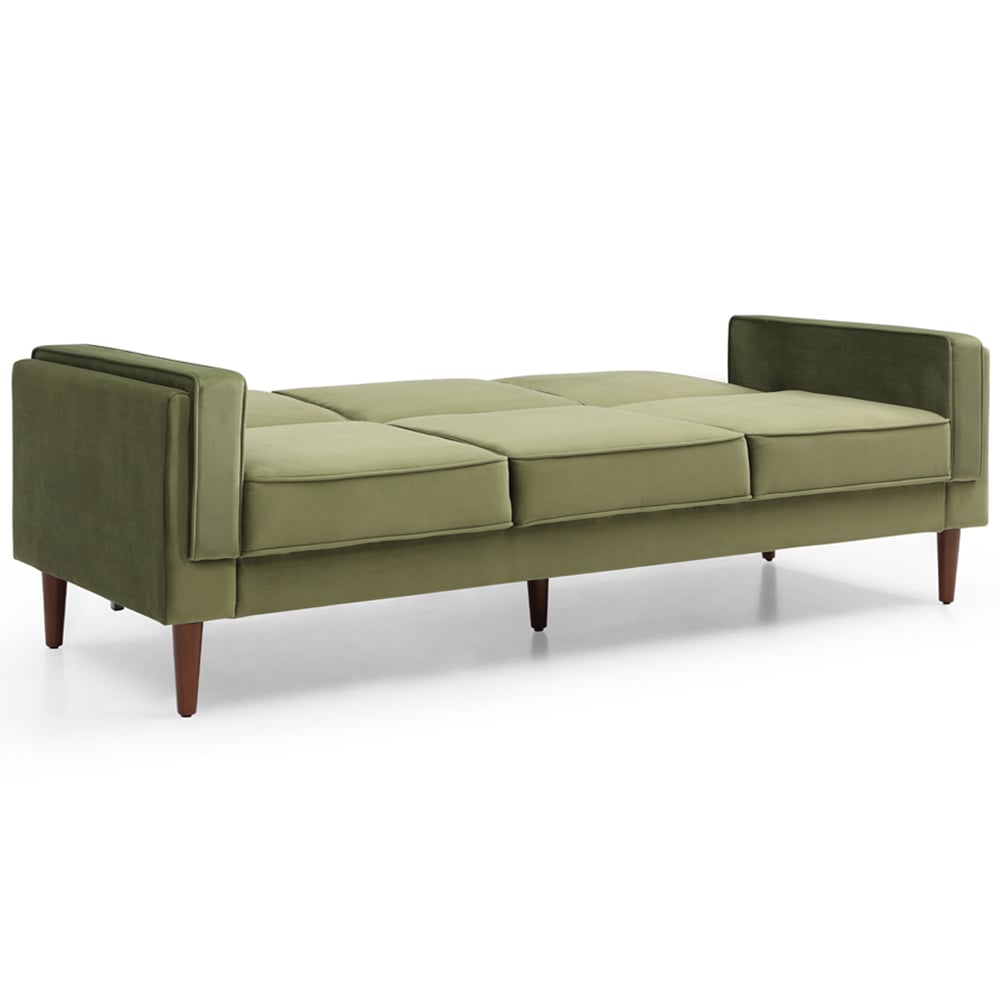 Asher 3 Seater Olive Velvet Sofa Bed Image 5