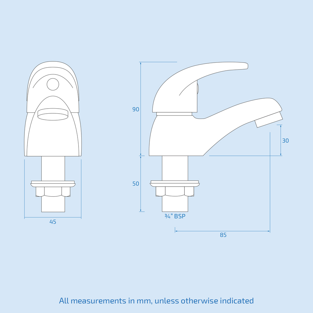 Nes Home Luma Modern Chrome Deck Mounted Hot and Cold Basin Taps Image 3