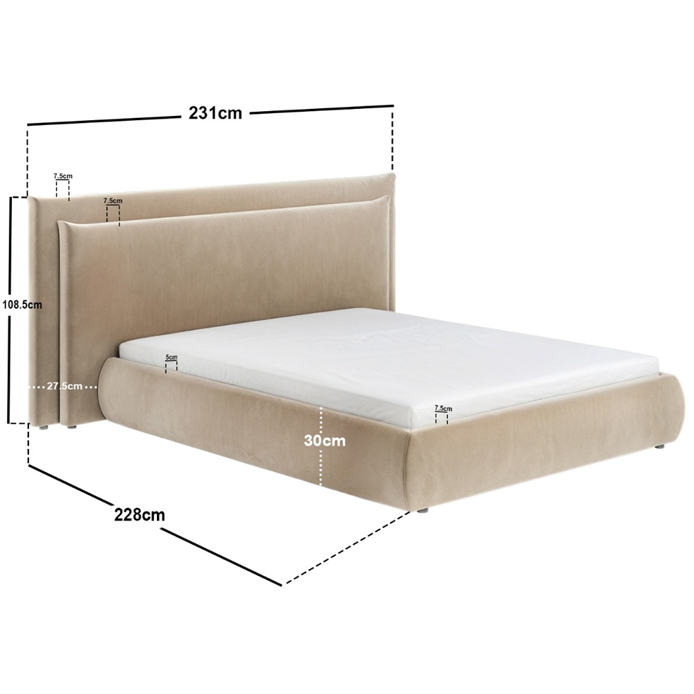 Solace+Co Sigrid King Size Sand Velvet Ottoman Storage Bed Image 7