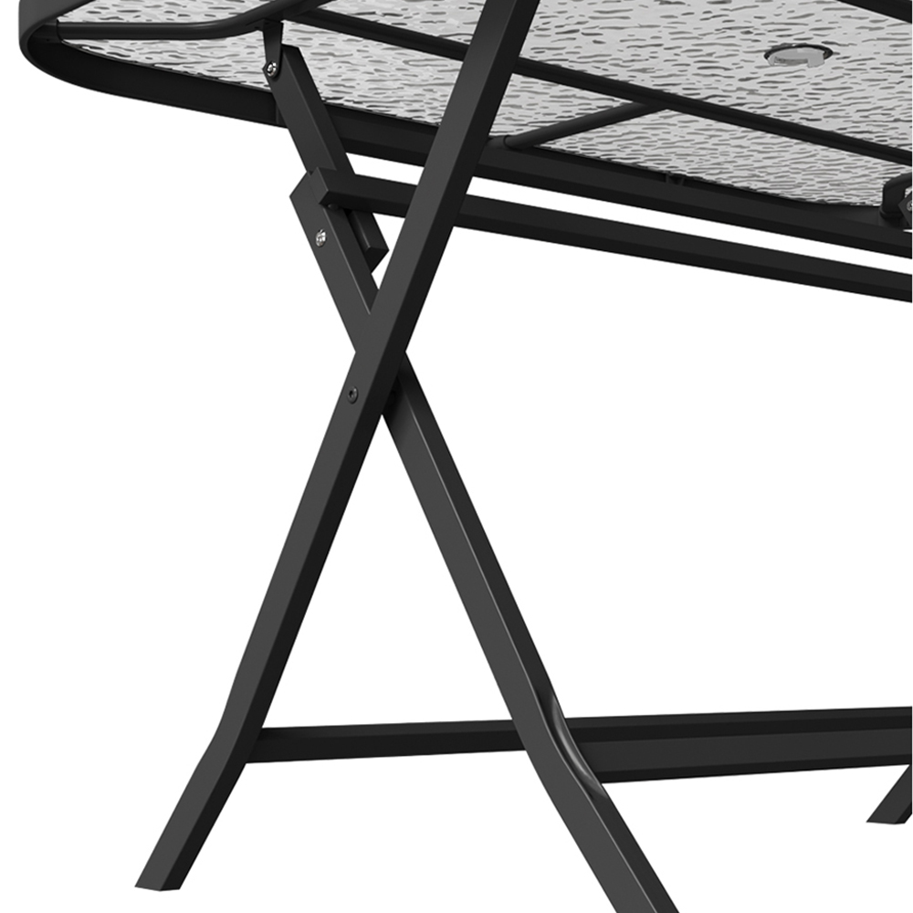 Living and Home Ripple Glass Metal Outdoor Rectangle Folding Table with Umbrella Hole Image 5