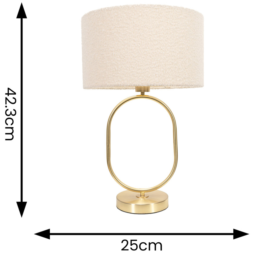 ValueLights Antonia Cream Boucle Drum Shade Brushed Gold Oval LED Table Lamp Image 4