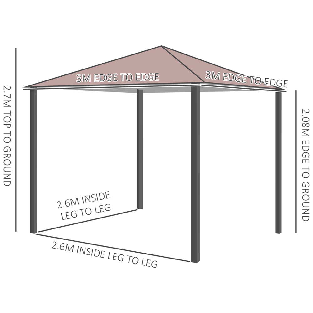 3x3m Gazebo Metal Brown Image 8