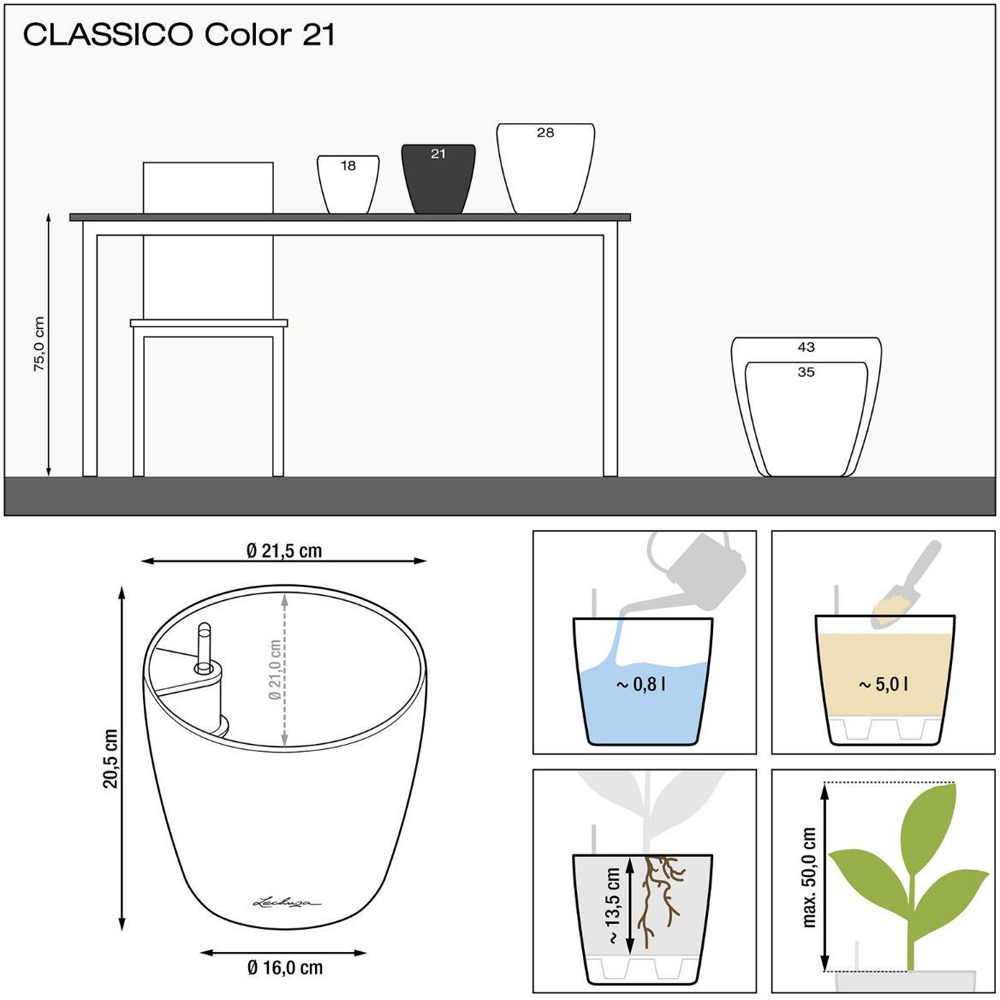 Lechuza Classico Nutmeg Poly-Resin Self-Watering Planter 21cm 2 Pack Image 8