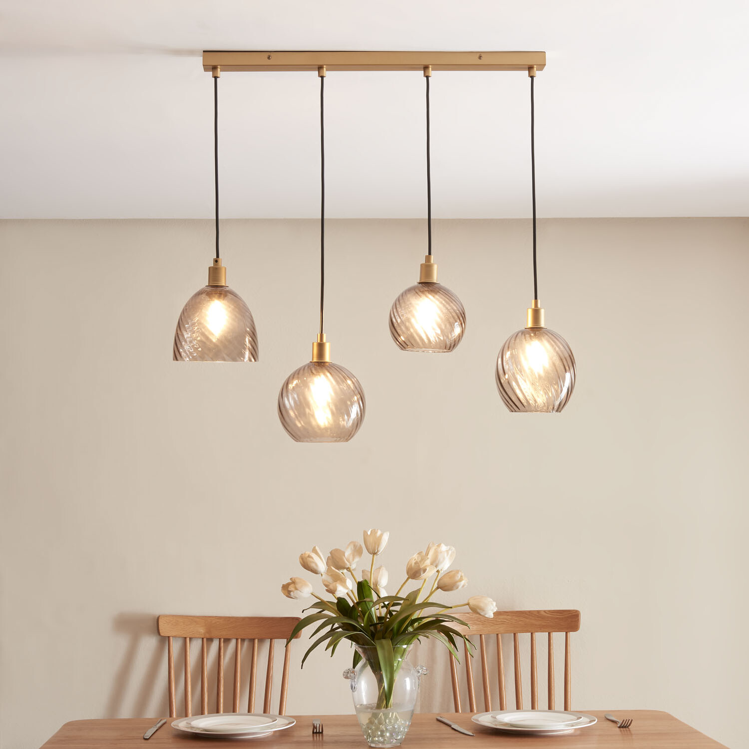 Lambeth Gold 3 Light Ceiling Light Image 2