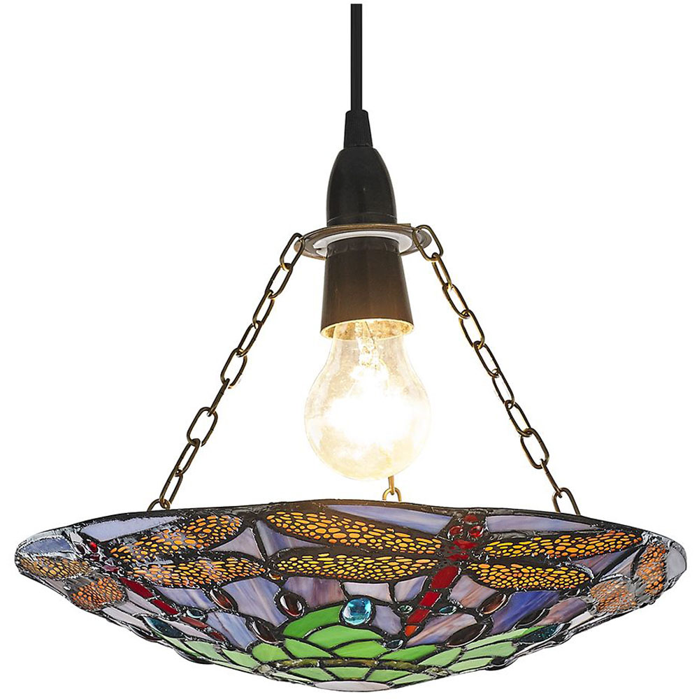 Happy Homewares Traditional Multicolour Dragonfly Tiffany Glass Pendant Shade Image 4
