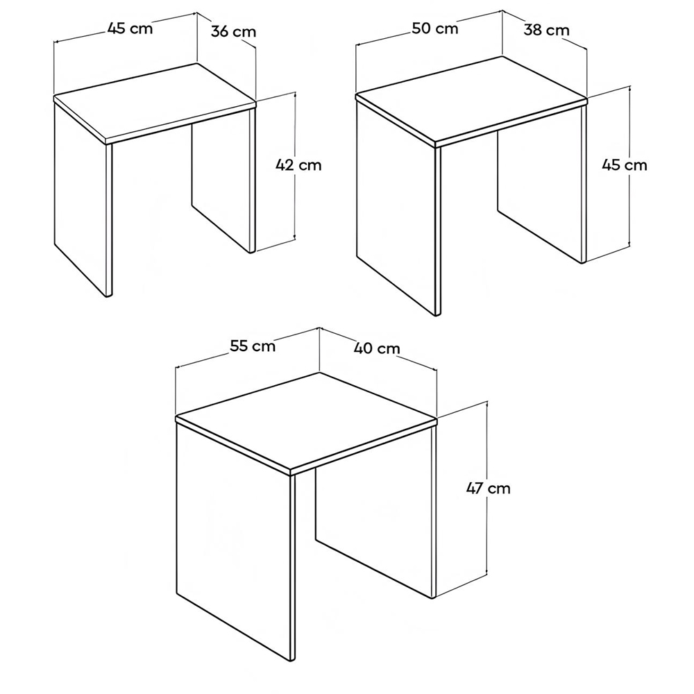 FWStyle Oak Effect Scratch Resistant Nest of Tables Set of 3 Image 6
