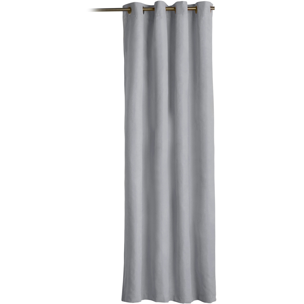 Alan Symonds Silver Velvet Chenille Blackout Ring Top Eyelet Curtains 137 x 213cm Image 2