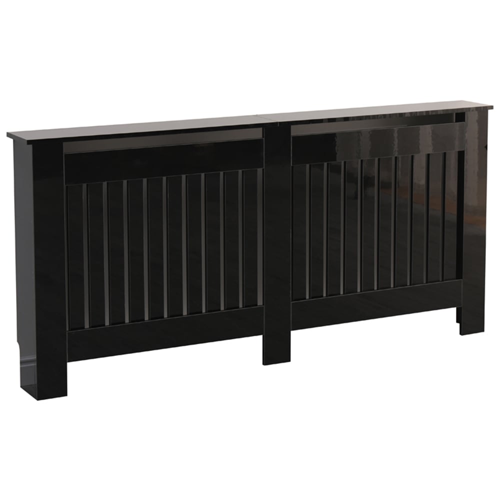 Portland Vertical Slat High Gloss Black Radiator Cover Extra Large Image 1