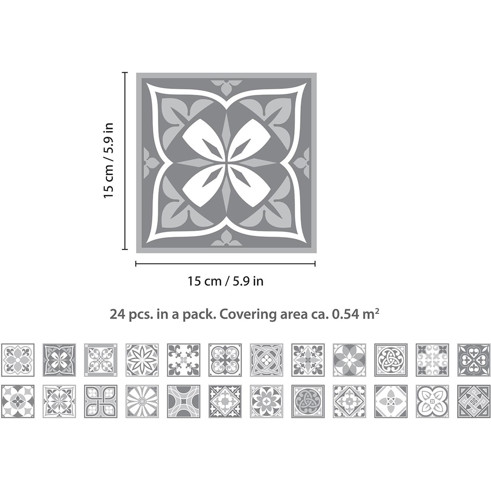 Walplus Purbeck Stone Grey Wall Tile Sticker 15 x 15cm 24 Pack Image 5