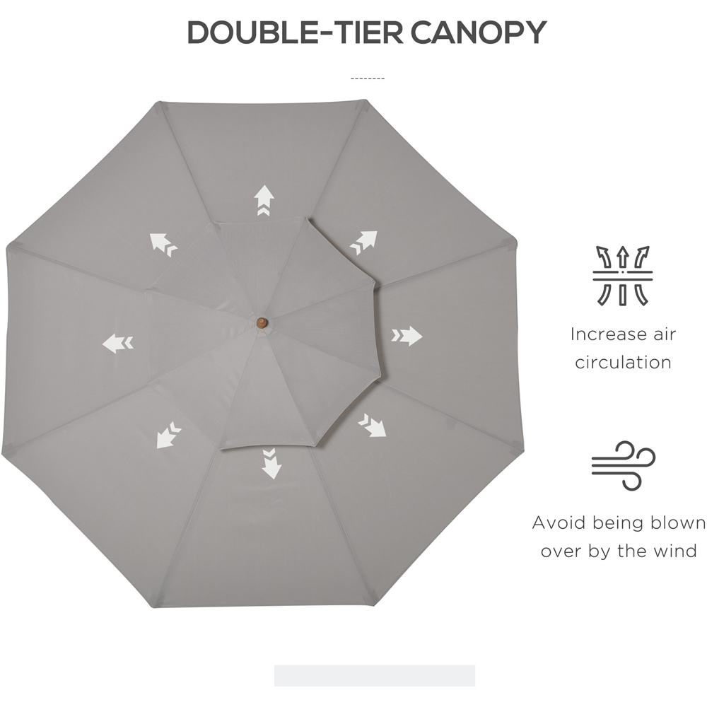 Outsunny Grey Double Tier Wooden Parasol 2.7m Image 5