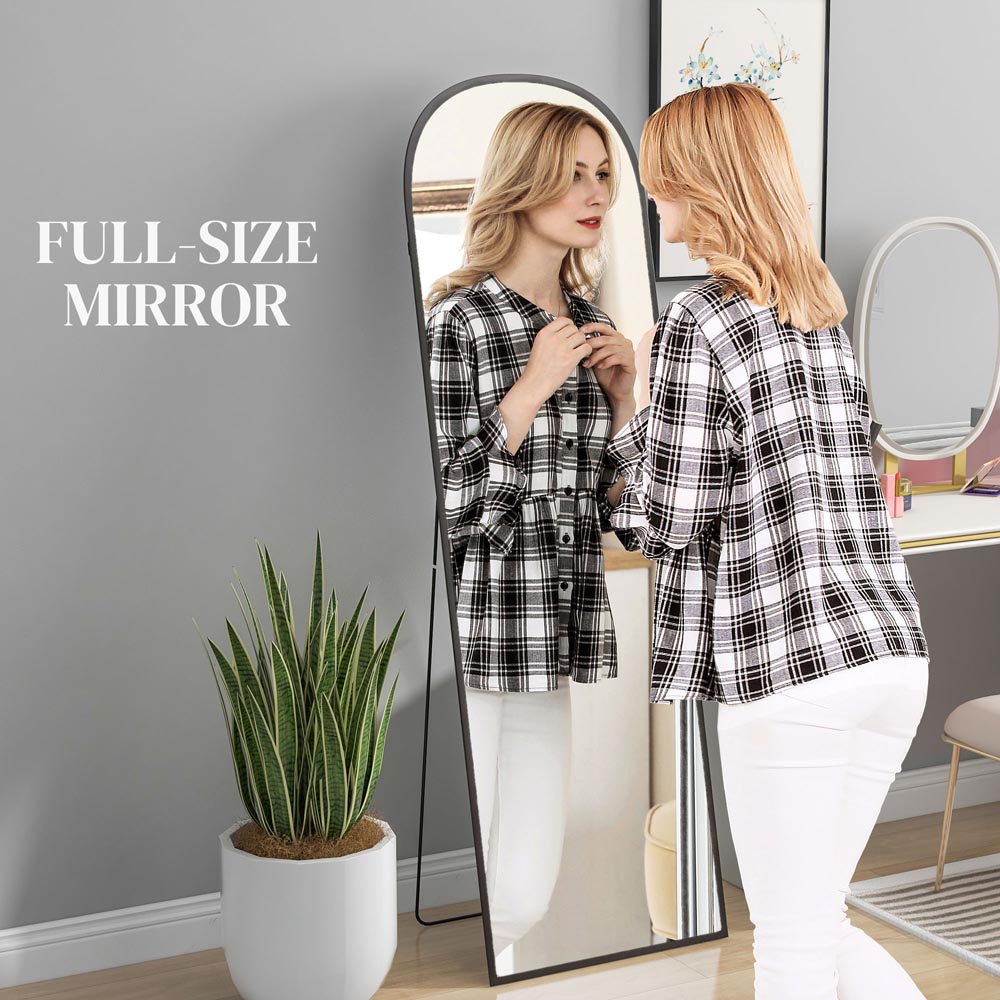 Portland Black Frame Aluminium Alloy Full Length Floor Mirror 161.5 x 50cm Image 8
