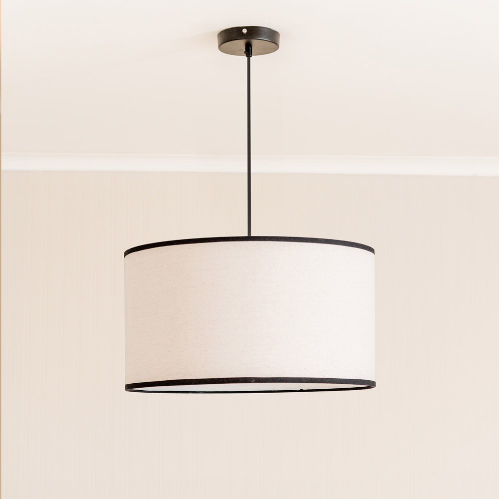 ValueLights Eva Natural Linen Large Drum Lamp Shade with Black Trim Image 3
