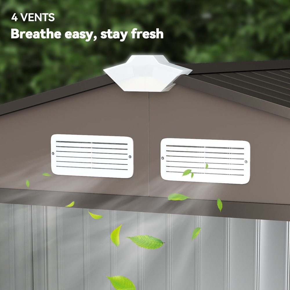 Outsunny 7 x 4ft Brown Metal Apex Garden Shed Image 7