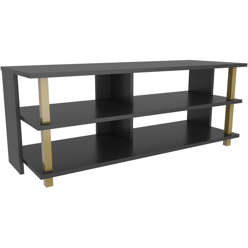 Decorotika Pueblo 4 Open Shelf Gold and Anthracite Wide TV Unit Image 2
