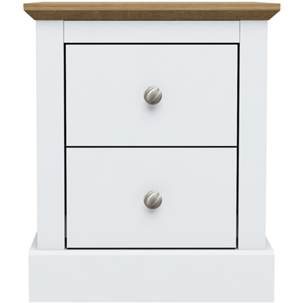 Devon 2 Drawer White Bedside Cabinet Image 2