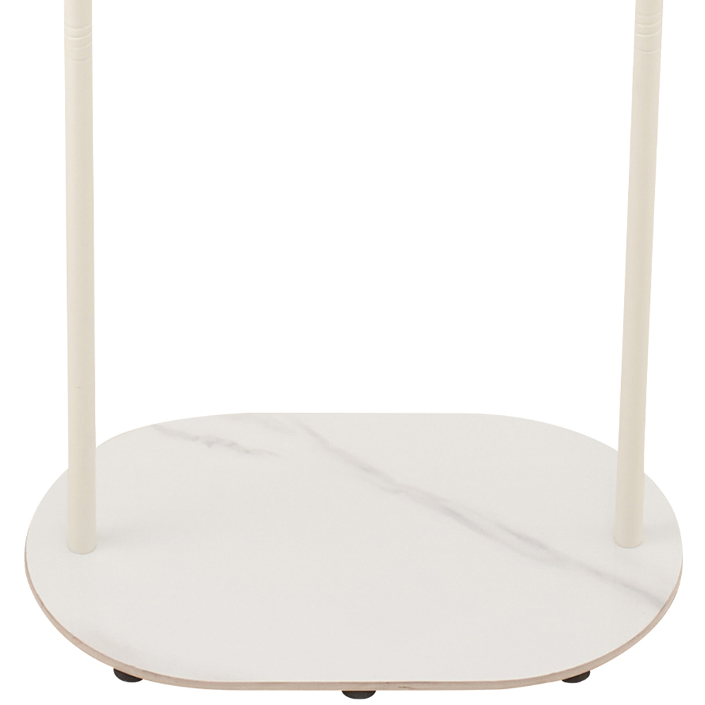 Living and Home White Metal Clothes Rack with 4 Hooks and Marble-Effect Base Image 6