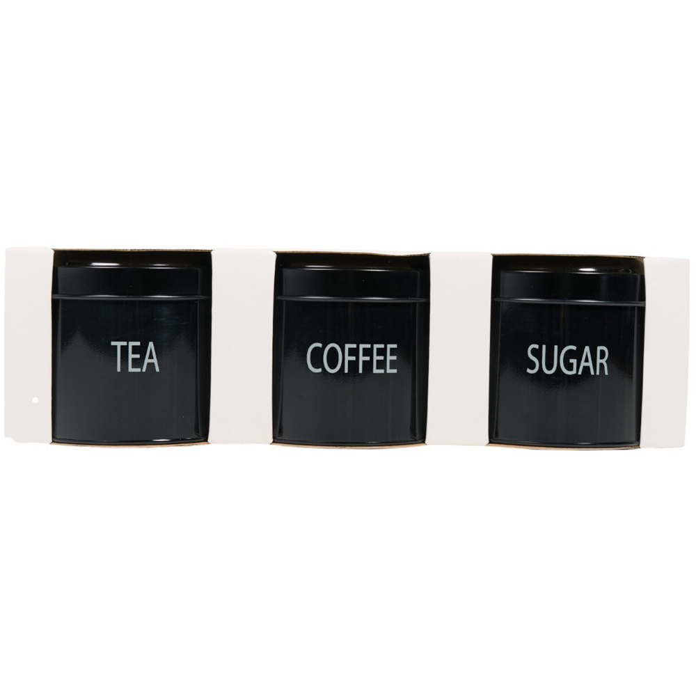 Set of 3 Metal Canisters Black Image 3