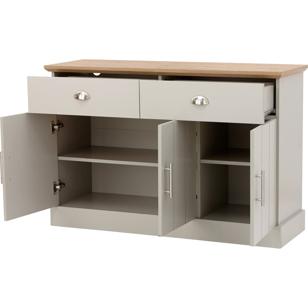 GFW Kendal 3 Door 2 Drawer Grey Large Sideboard Image 5