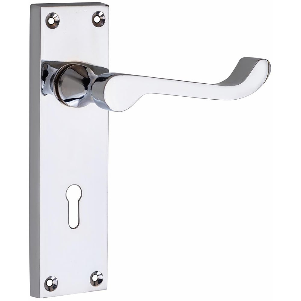 Golden Grace Polished Chrome Victorian Scroll 2 Lever Lock Door Handle with Hinge Image 3