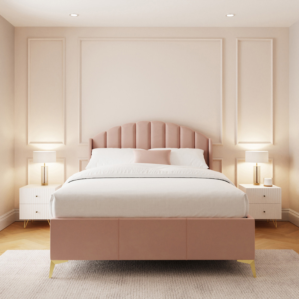 GFW Pettine King Size Blush Pink End Lift Ottoman Storage Bed Image 9