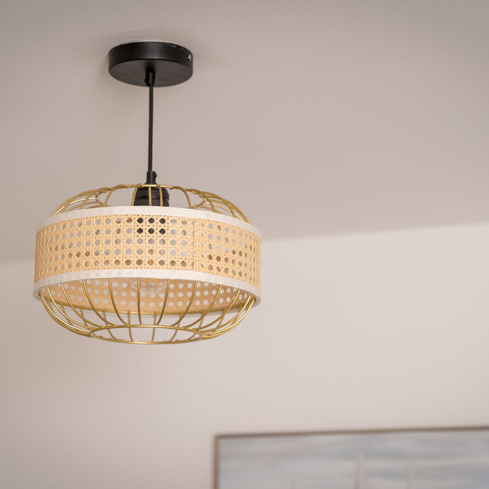 ValueLights Vimet Wicker Gold Pendant Lamp Shade Image 2