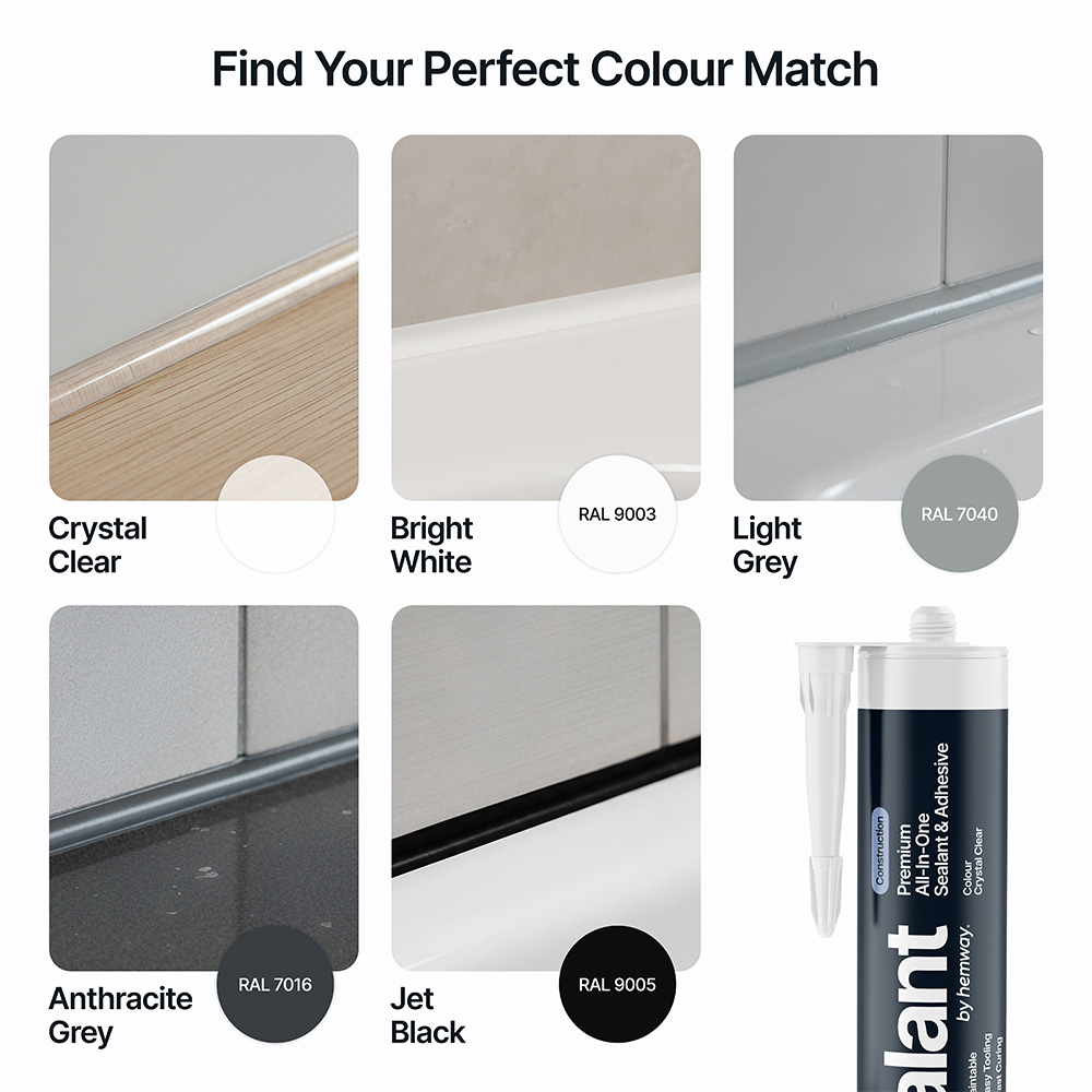 Hemway Crystal Clear All-in-One Construction Hybrid Polymer Sealant and Adhesive 300ml 3 Pack Image 5