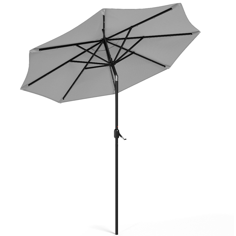 Living and Home Light Grey 24 LED Crank Lift Garden Parasol 3m Image 5