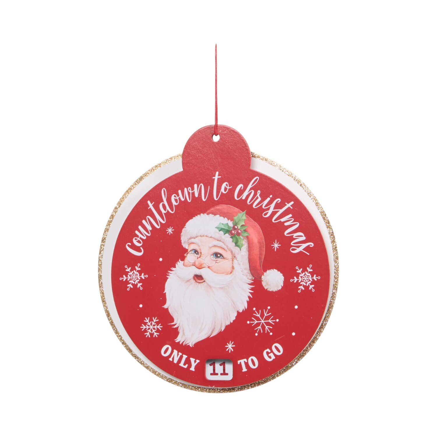 Santa Countdown To Christmas Hanging Decoration Red Image 2