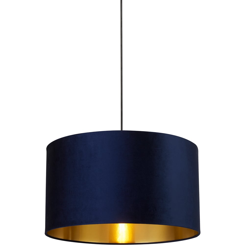 Lighting Collection Navy Gold Inner Velvet Drum Shade 50cm Image 3