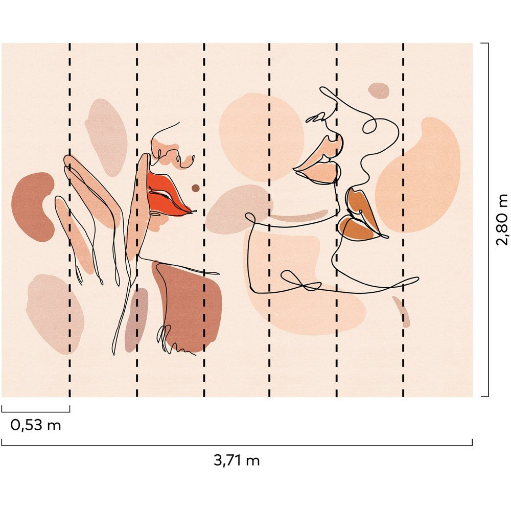 Grandeco Red Lip Faces 7 Lane Wall Mural Image 4