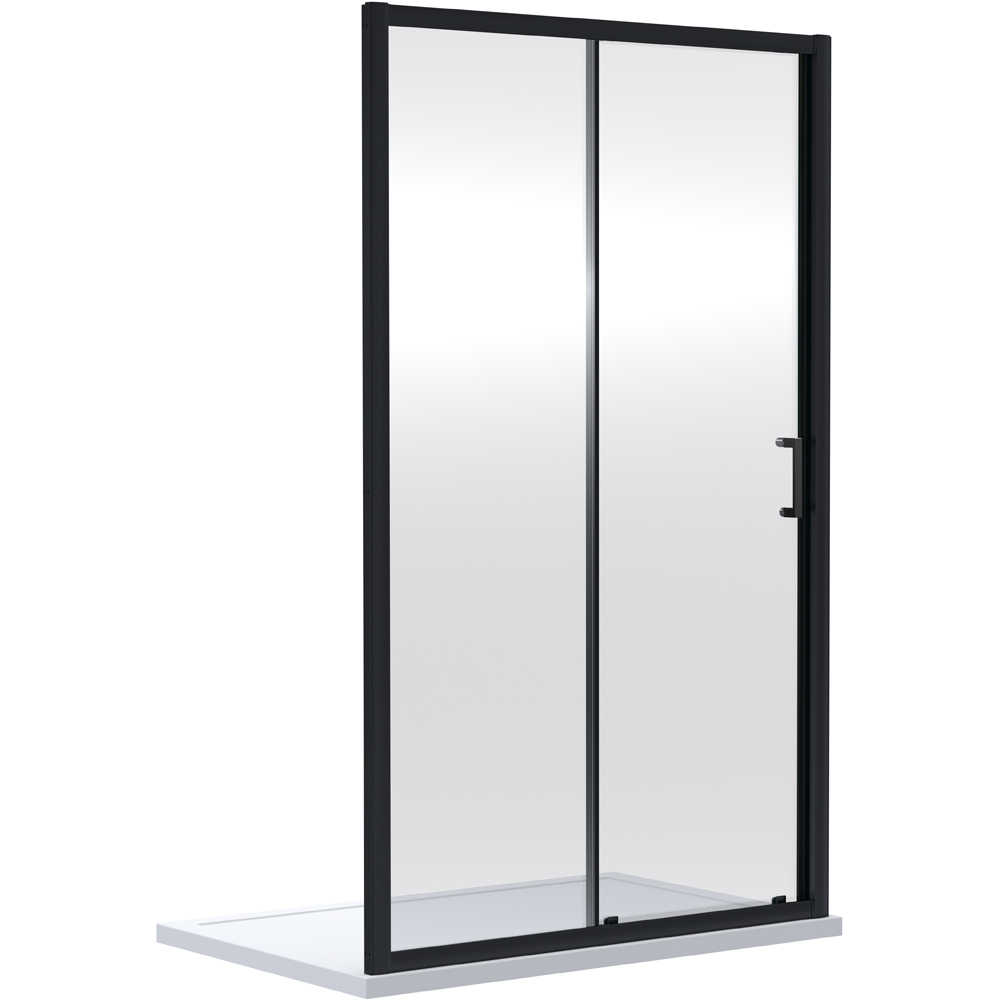 Oem Matt Black Single Sliding Shower Door 1100mm Image 1
