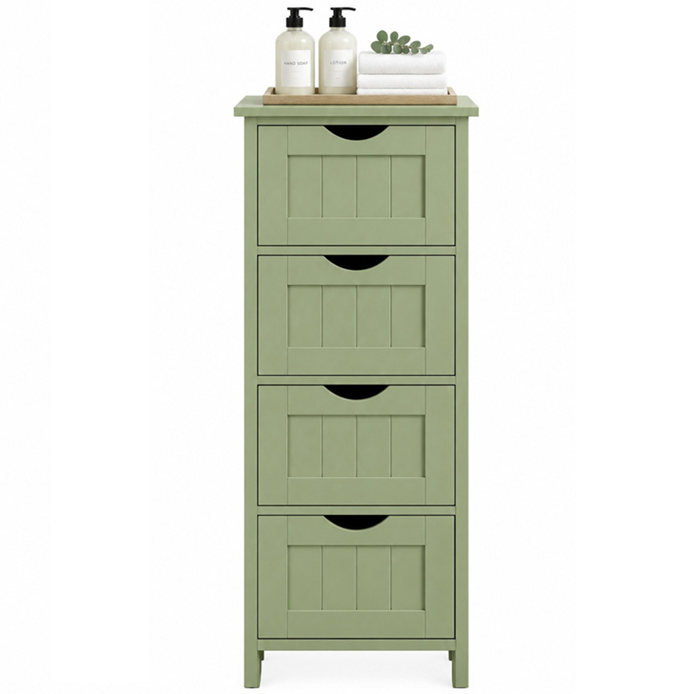 Modcraft 4 Drawer Green Freestanding Bathroom Floor Storage Cabinet Image 3