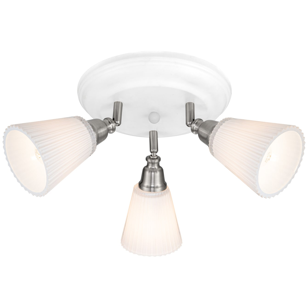 Cosylyte Leverton 3 Light Round Plate Ribbed Glass Spotlight Image 3