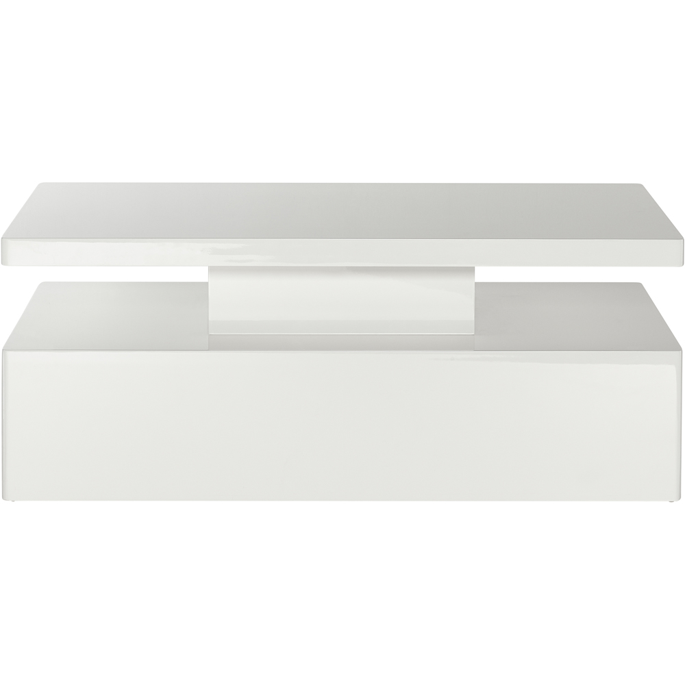 MMT Furniture Designs High Gloss White Rectangle Coffee Table with LED Lights Image 3
