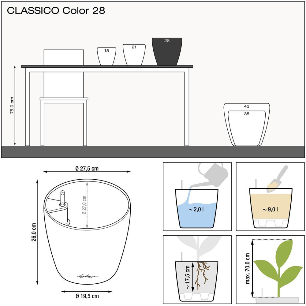 Lechuza Classico White Polyresin Self Watering Planter Pot 28cm 2 Pack Image 8