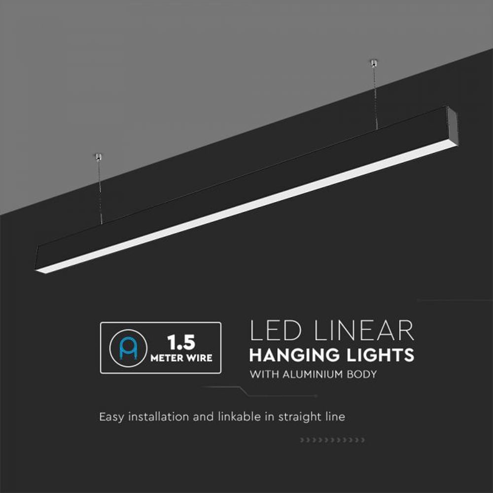 V-TAC 40W 3 in 1 Black LED Linear Hanging Suspension Light Image 3